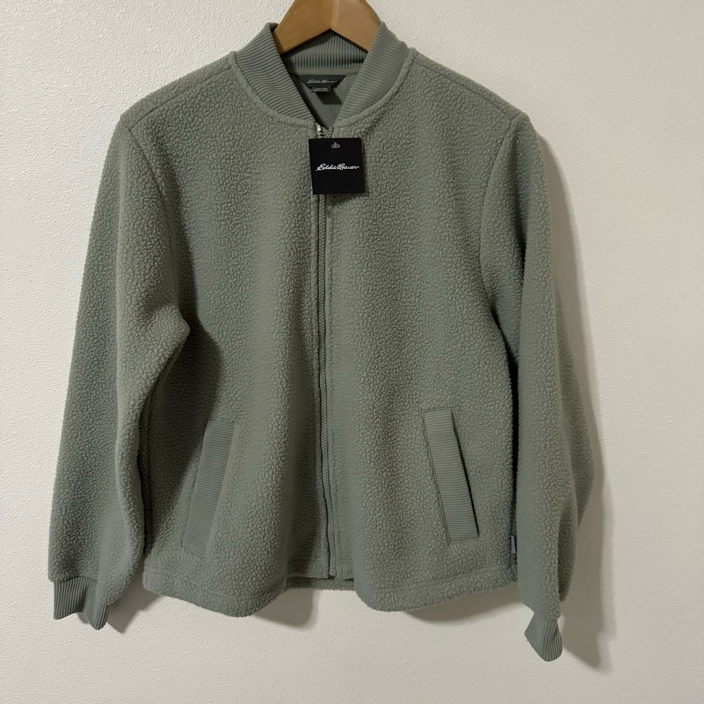 Eddie Bauer Glacier Breeze Fleece Bomber Jacket Sage Green NWT 2023 X-Small
